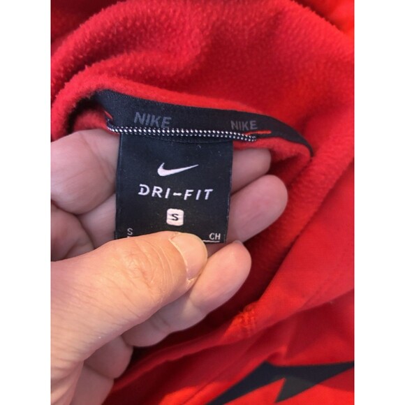 Nike Dri-Fit Hoodie Youth Small Red Black Swoosh Logo Pullover Athletic - Picture 8 of 10